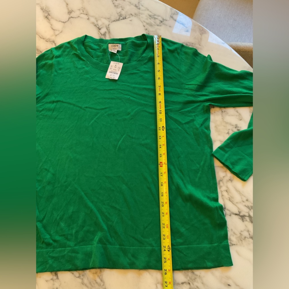 NWT JCrew Teddie Kelly Green Cotton Pullover Sweater L XL Small hole Incl patch - Picture 13 of 14